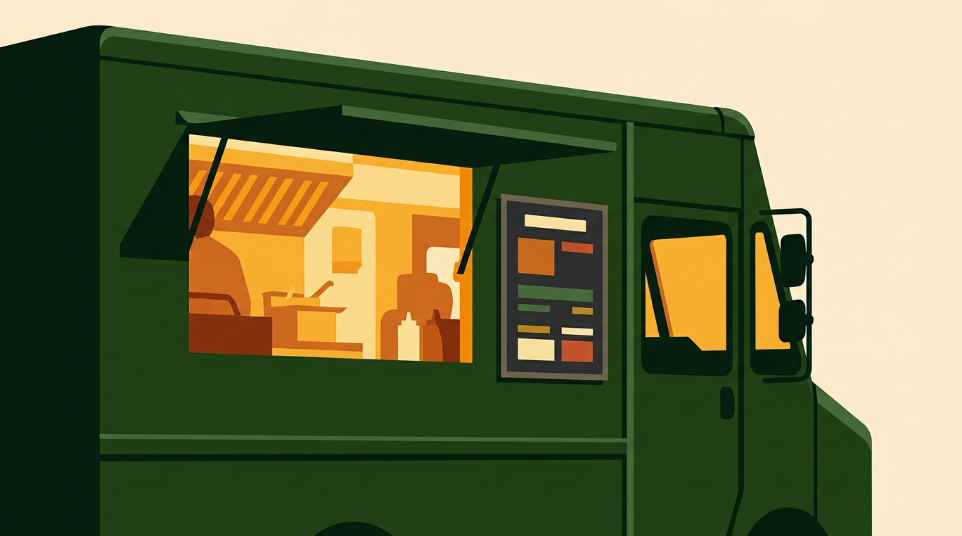 Food truck serving customers