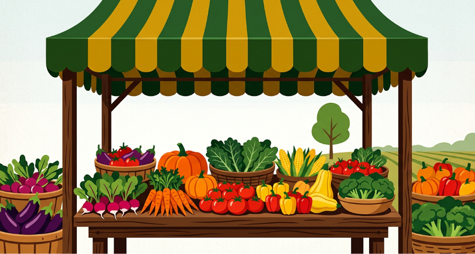 Farmers market vendor booth